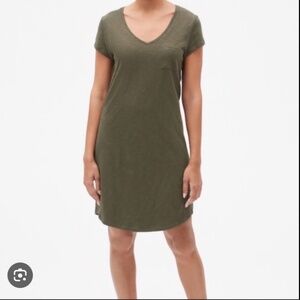 GAP Olive Green V-Neck Tee Dress